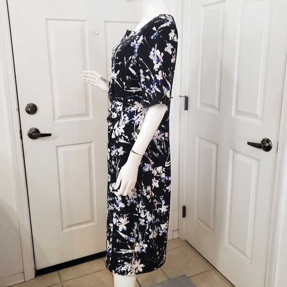 Tahari Black and White Floral Midi Dress - Picture 5 of 10